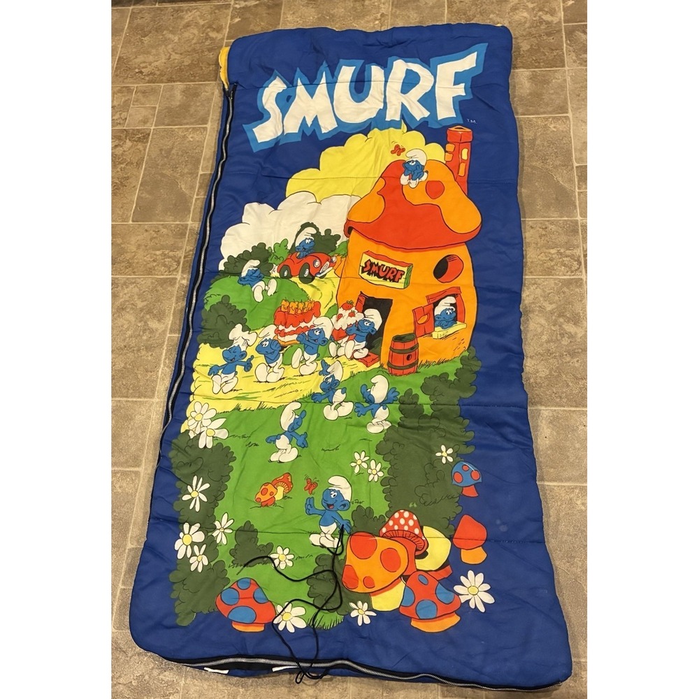 Vintage SMURF Sleeping/Slumber‎ Bag Birthday Party 1980s